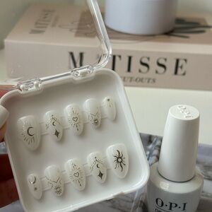 OPI White Press-On Nails with Celestial Designs